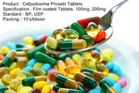 Cefpodoxime Proxetil marque sur tablette les comprimés dragéifiés de film, 100mg, antibiotiques oraux des médicaments 200mg