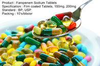 Le sodium de Faropenem marque sur tablette les comprimés dragéifiés de film, 150mg, antibiotiques oraux des médicaments 200mg